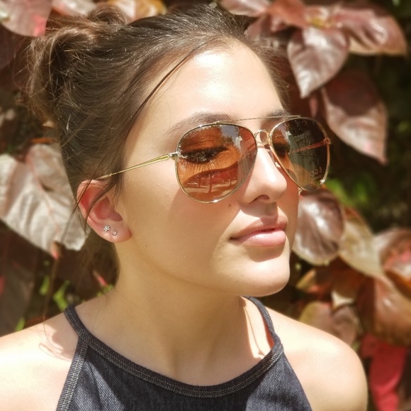 GOLD AVIATORS MIRRORED SUNGLASSES GOLD LENS - Picture 2 of 7